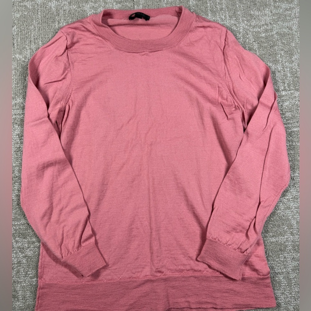J. Crew Pink 100% Merino Wool Crew Neck Long Sleeve Women Size Large